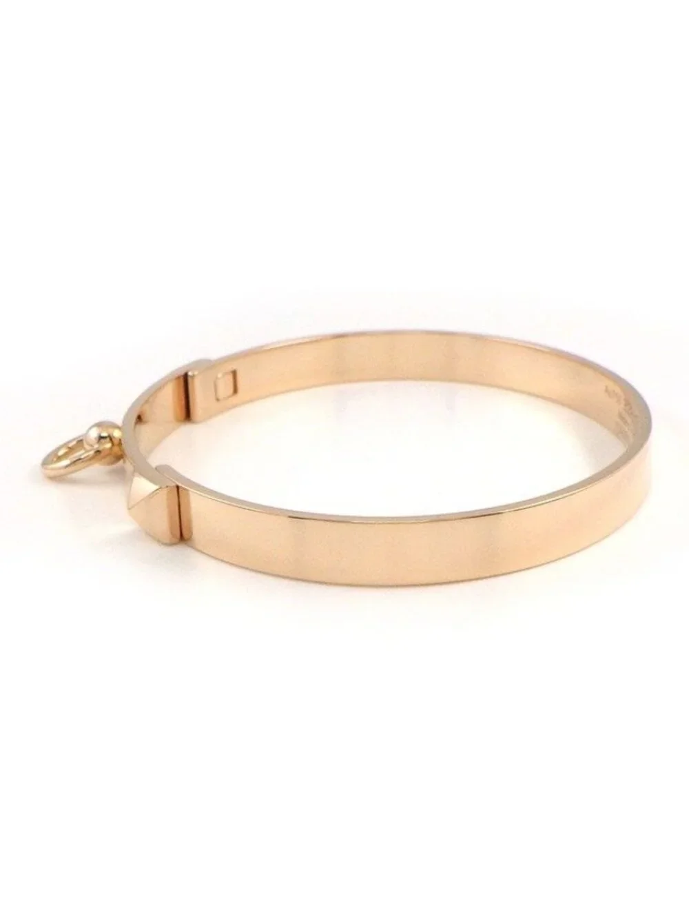 Hermes Bangle Collier de Chien PM Pyramid Medallion 18k Pink Gold #lg Bracelet